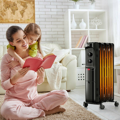 Calefactor portátil radiador de aceite de 1500W con termostato ajustable