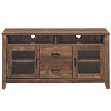 Mueble para TV retro de madera con cajones y puertas de cristal templado