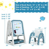 2-in-1 Kids Easel Desk Chair Set Book Rack Adjustable Art Painting Board