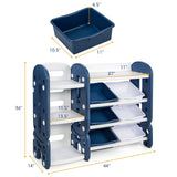 Organizador de almacenamiento de juguetes para niños con cubos y estante multicapa para dormitorio o sala de juegos