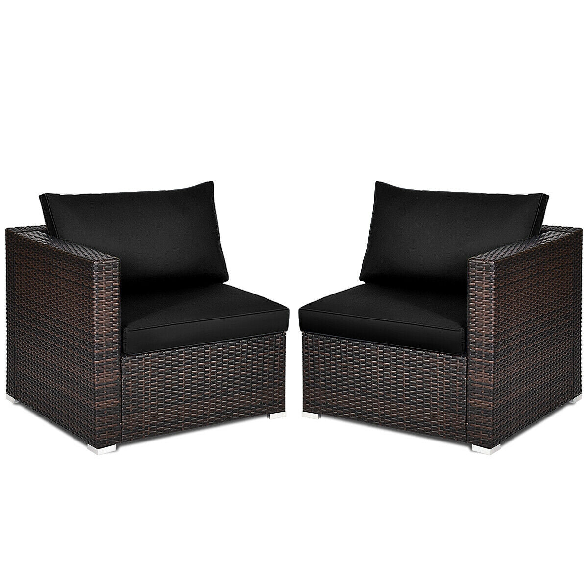 Juego de sofá seccional de mimbre de 2 piezas para patio - Beige