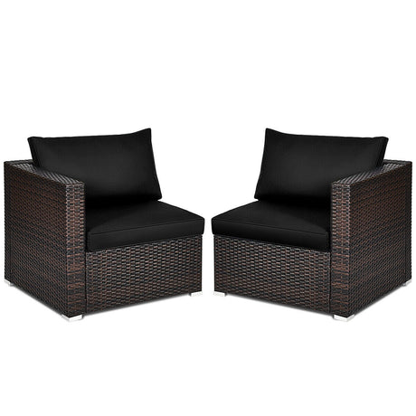 Juego de sofá seccional de mimbre de 2 piezas para patio - Beige