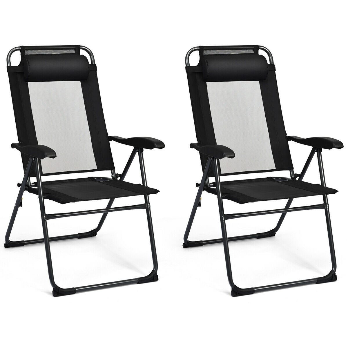 4 sillas reclinables plegables ajustables para patio y jardín con reposacabezas