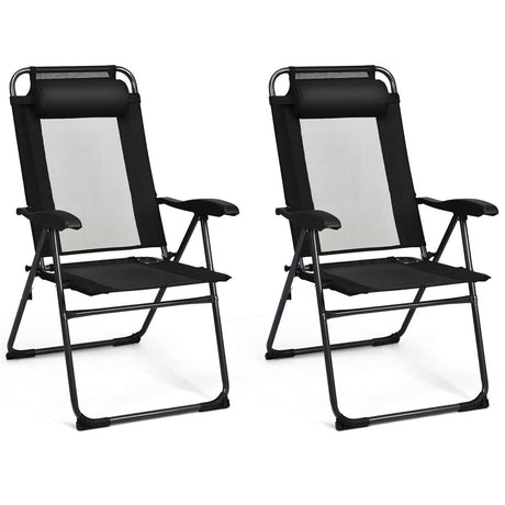 4 sillas reclinables plegables ajustables para patio y jardín con reposacabezas