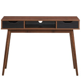 Escritorio de computadora elegante con 2 cajones y patas de madera maciza