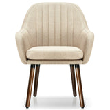 Set of 2 Fabric Upholstered Accent Chairs with Wooden Legs