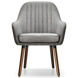 Set of 2 Fabric Upholstered Accent Chairs with Wooden Legs