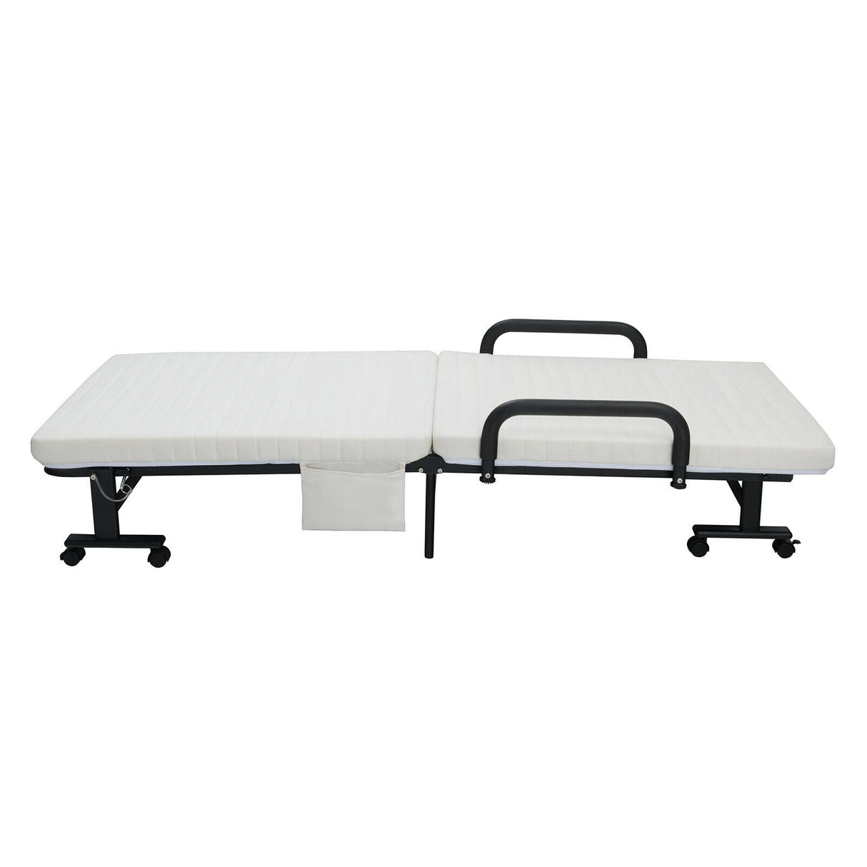 Adjustable Folding Guest Bed Frame with Mattress and Wheels