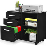 3-Drawer Mobile Lateral File Cabinet Printer Stand