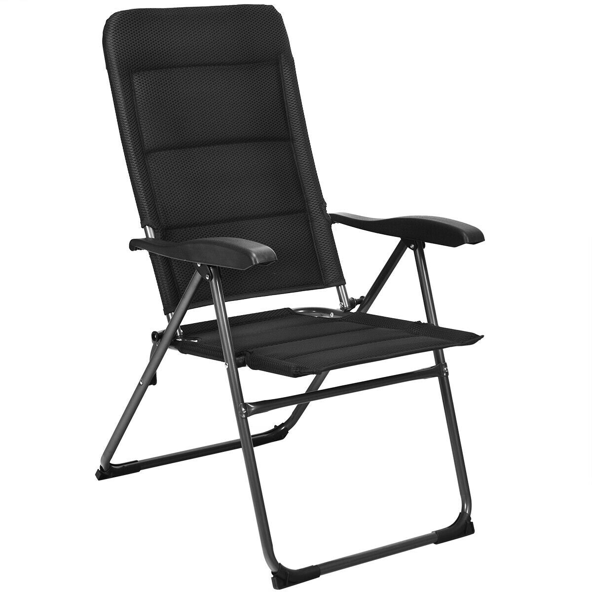 Juego de 4 sillas plegables para patio con respaldo ajustable - Negro