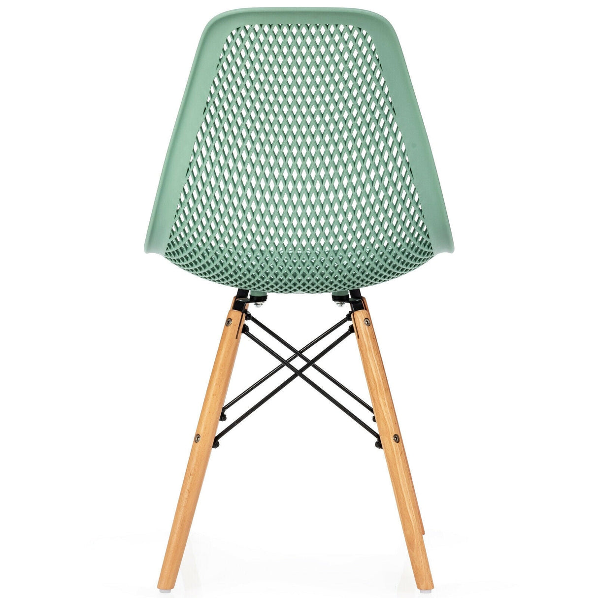 Juego de 4 sillas de plástico modernas con diseño calado y patas de madera
