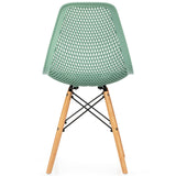 Juego de 4 sillas de plástico modernas con diseño calado y patas de madera