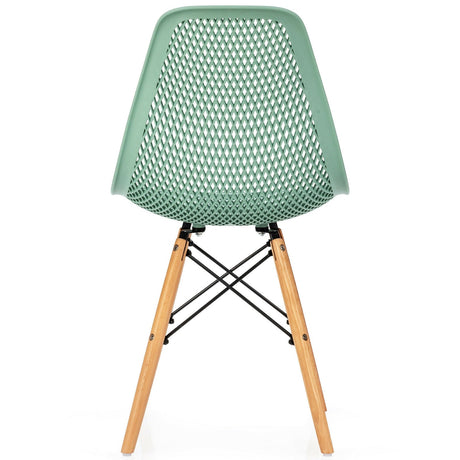 Juego de 2 sillas modernas de plástico huecas con patas de madera