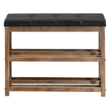 2-Tier Wooden Shoe Rack Bench with Padded Seat