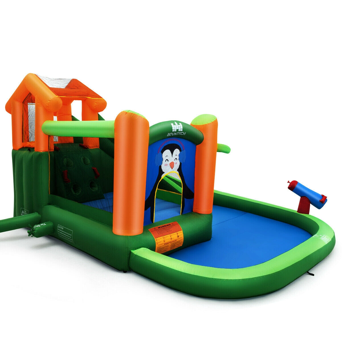 Castillo hinchable con tobogán y parque acuático sin soplador