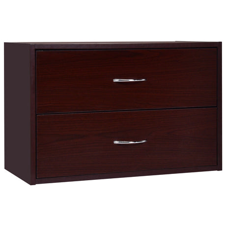 Cómoda con 2 cajones, organizador horizontal, mesita de noche con asa, madera-marrón