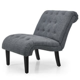 Cotton Linen Fabric Armless Accent Chair with Adjustable Foot Pads