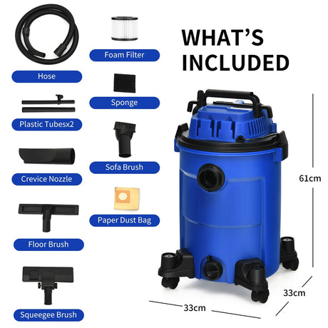 Aspiradora en seco y húmedo 3 en 1 de 25 L (6.6 galones) y 4.8 HP de potencia máxima con soplador