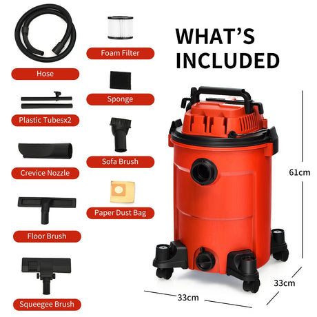 Aspiradora en seco y húmedo 3 en 1 de 25 L (6.6 galones) y 4.8 HP de potencia máxima con soplador
