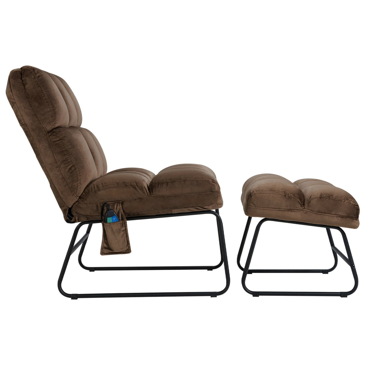 Sillones reclinables de masaje de terciopelo con control remoto y bolsillo lateral