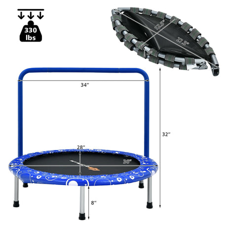 Mini trampolín para niños de 36 pulgadas con barandilla totalmente cubierta