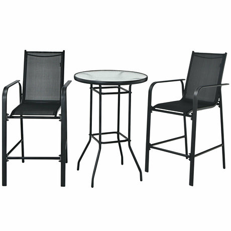 Juego de 3 taburetes de mesa de bar para patio exterior
