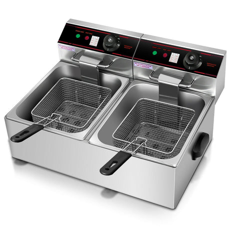 Freidora eléctrica de encimera de doble cubeta de 3400 W