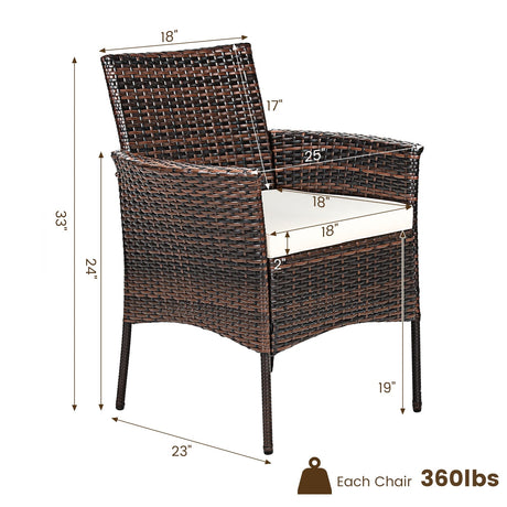 2 Sillones de ratán PE para exteriores con cojines extraíbles