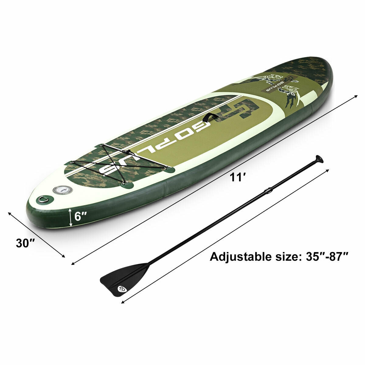 Tabla de surf inflable de 11 pies con remo y bolso