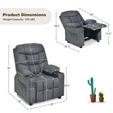 Kids Recliner Chair with Cup Holder and Footrest for Children