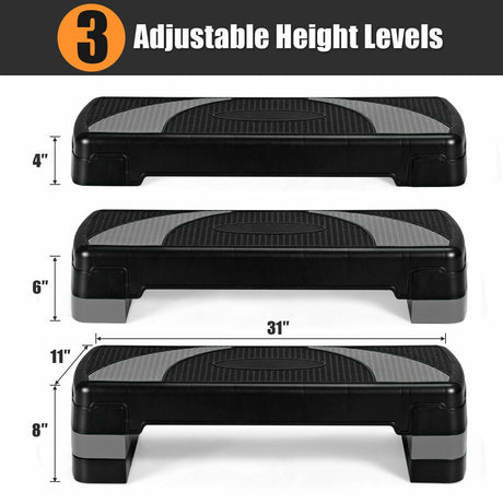 Plataforma Aeróbica Ajustable de 31 Pulgadas con Almohadillas Antideslizantes-Gris
