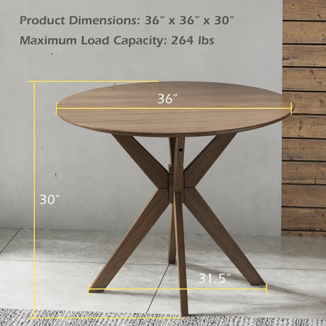 Mesa de comedor redonda de madera de 36 pulgadas con base de pedestal entrelazada