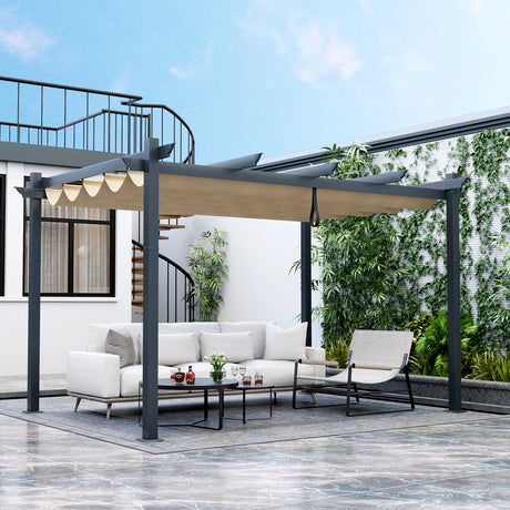 Pérgola retráctil de aluminio para exteriores de 10 x 13 pies