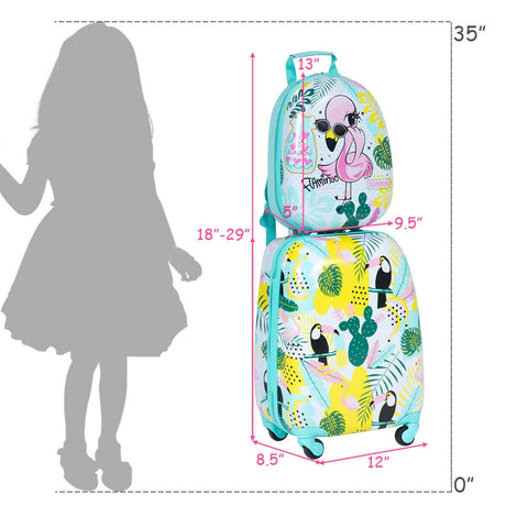 Juego de 2 piezas de equipaje infantil: Mochila de 12 pulgadas y Maleta con ruedas de 16 pulgadas para viaje
