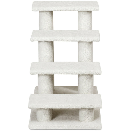 Escalera para mascotas de 24 pulgadas y 4 peldaños, rampa alfombrada, poste rascador, árbol para gatos
