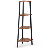 4-Tier Corner Shelf Metal Storage Rack Domestic Bookcase