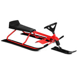 Trineo de nieve de 55.5 x 23.5 pulgadas con volante y doble freno, deslizador con cuerda de arrastre