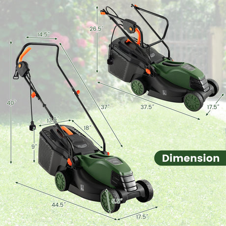 Cortacésped eléctrico con cable de 12 A y 34,29 cm con caja recolectora