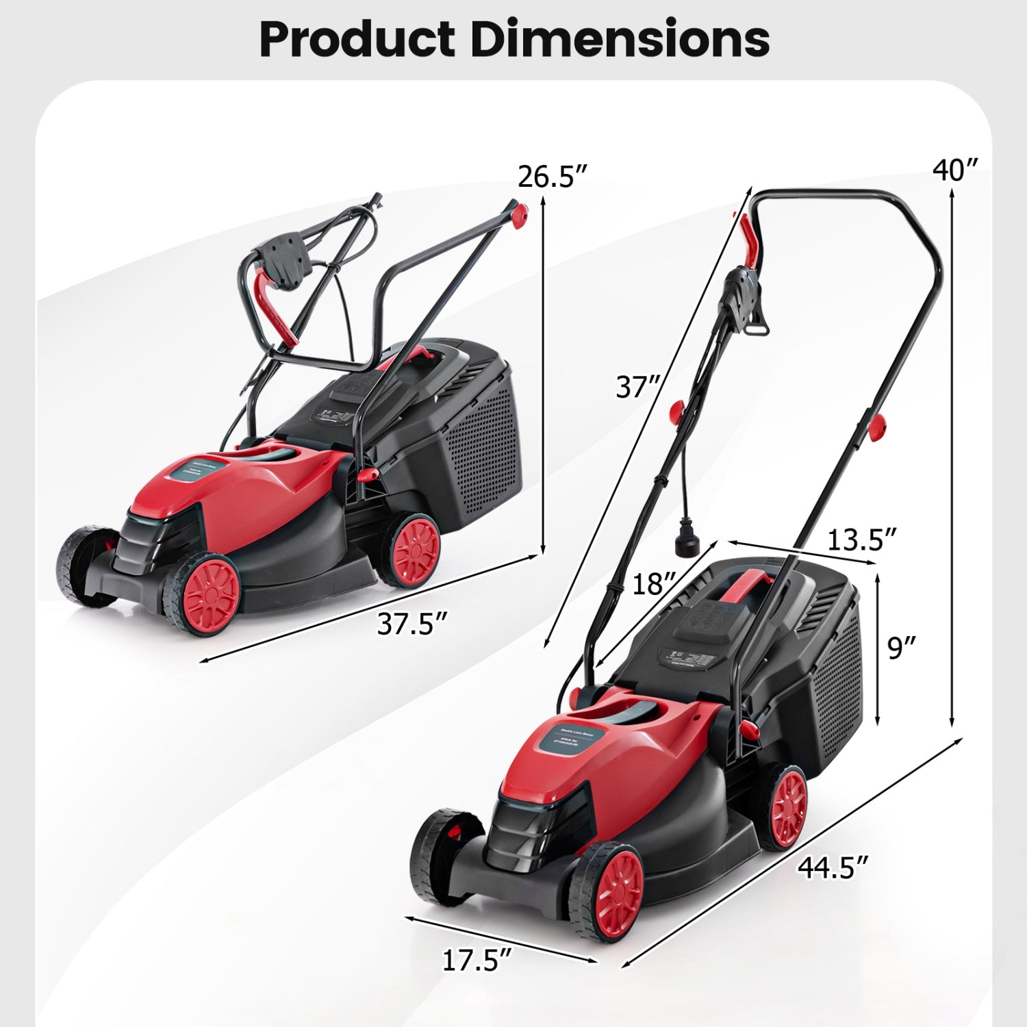 Cortacésped eléctrico con cable de 12 A y 34,29 cm con caja recolectora