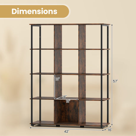 Estantería de 12 cubos con 2 kits antivuelco para sala de estar - Marrón rústico