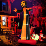 Fantasma inflable de la Parca de 12 pies con luces LED incorporadas y calavera terrorífica