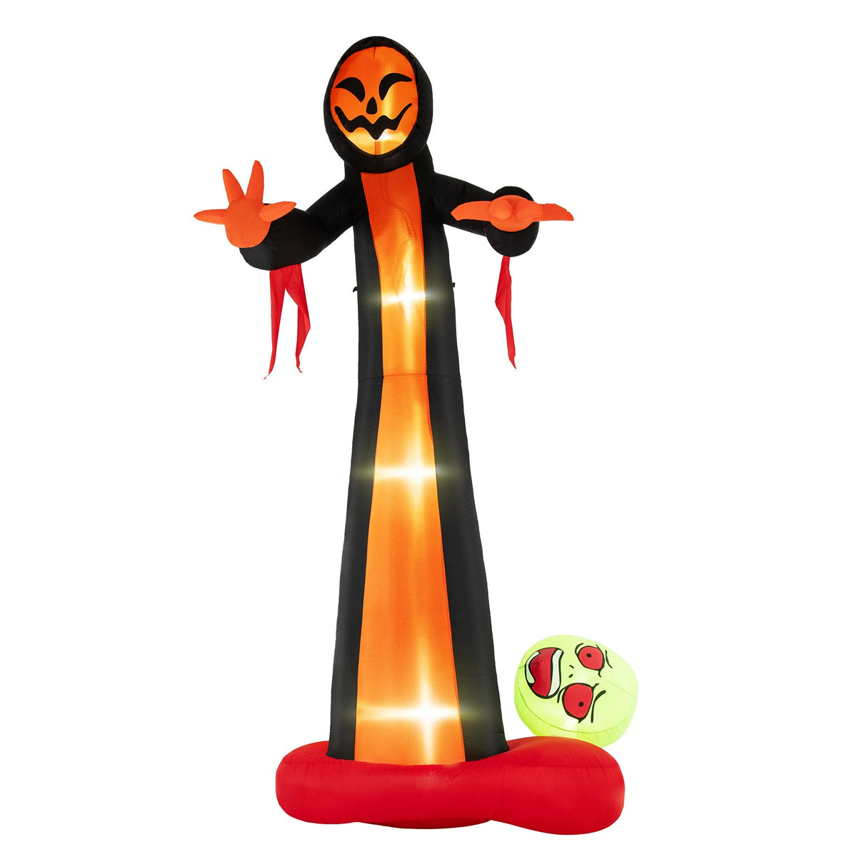 Fantasma inflable de la Parca de 12 pies con luces LED incorporadas y calavera terrorífica