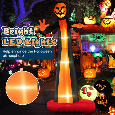 Fantasma inflable de la Parca de 12 pies con luces LED incorporadas y calavera terrorífica