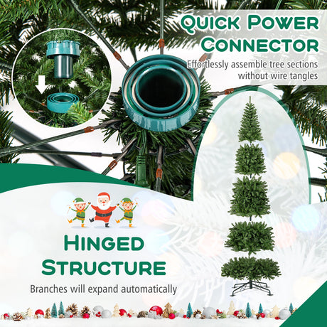 Árbol de Navidad artificial de 3,65 m de alto, preiluminado, con bisagras y 2536 puntas de ramas de PVC