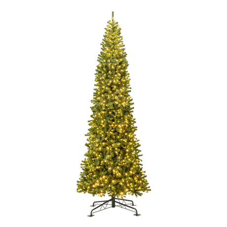 Árbol de Navidad artificial de 3,65 m de alto, preiluminado, con bisagras y 2536 puntas de ramas de PVC