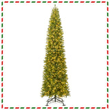12 Feet Tall Pre-Lit Artificial Christmas Tree Outdoor Indoor Slim Pencil Tree with Lights