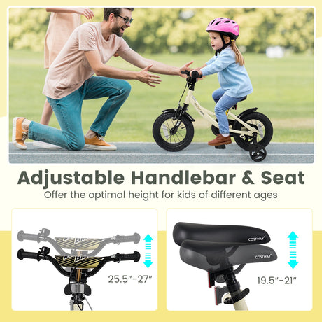 Bicicleta deportiva de 14 pulgadas para niños con ruedas de entrenamiento extraíbles
