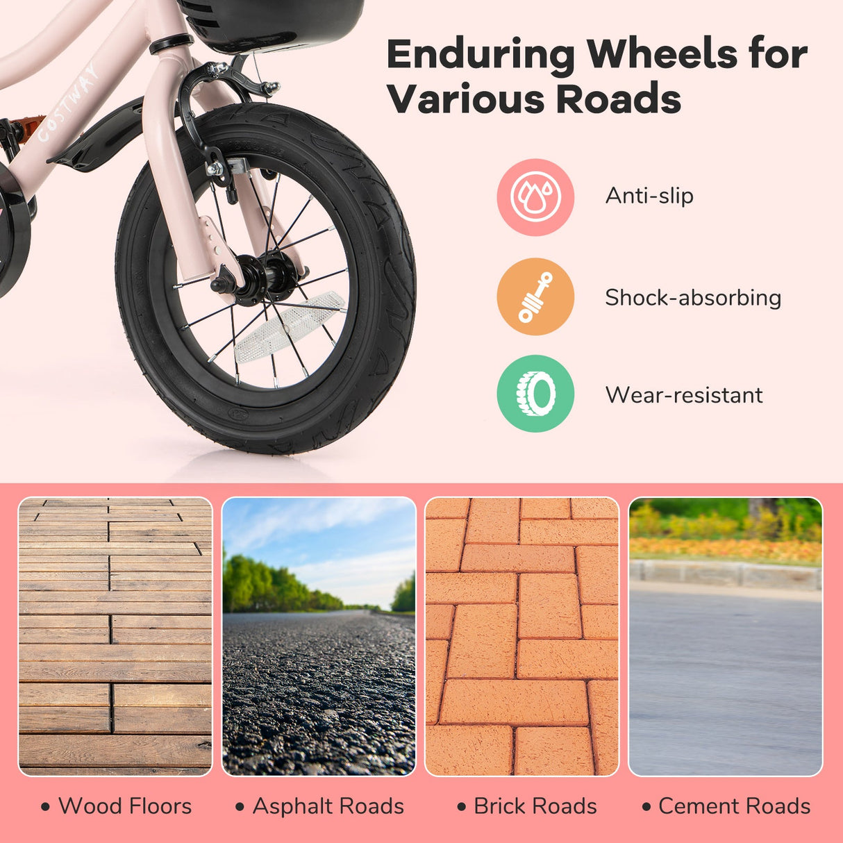 Bicicleta para niños de 14 pulgadas con cesta y manillar ajustable para 3-5 años