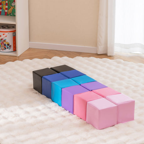 12 Piezas Bloques de Construcción de Espuma Suave, Set de Cubos de Espuma para Trepar para Niños