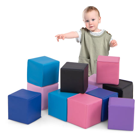 12 Piezas Bloques de Construcción de Espuma Suave, Set de Cubos de Espuma para Trepar para Niños